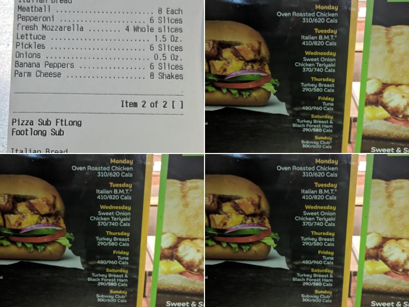 Subway Menu
