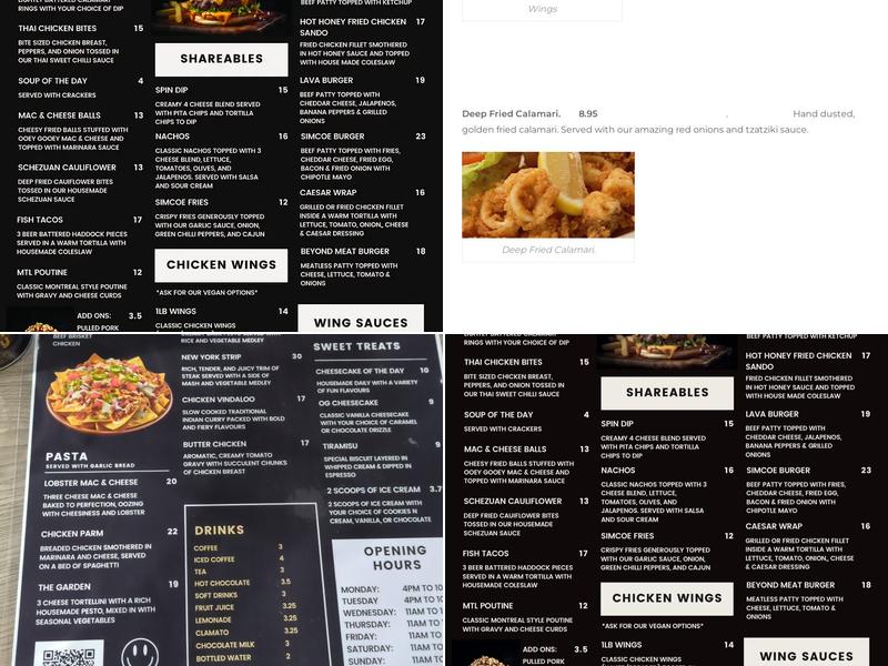 Simcoe Restobar & Lounge Menu