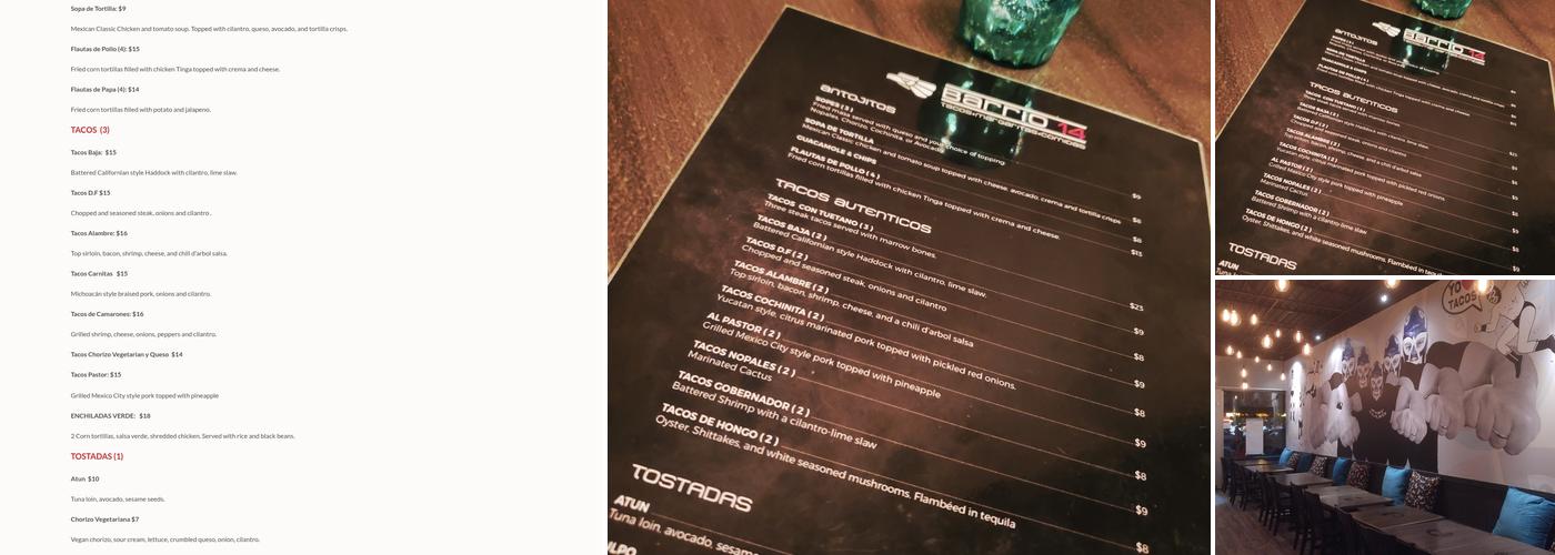 BARRIO14 Menu