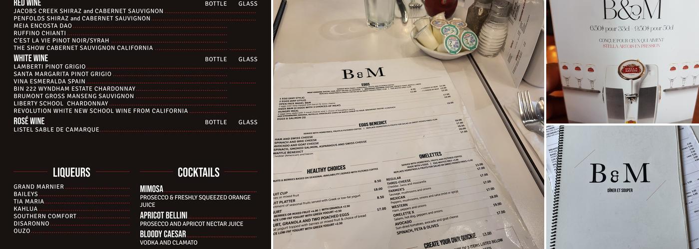 B & M Restaurant Menu