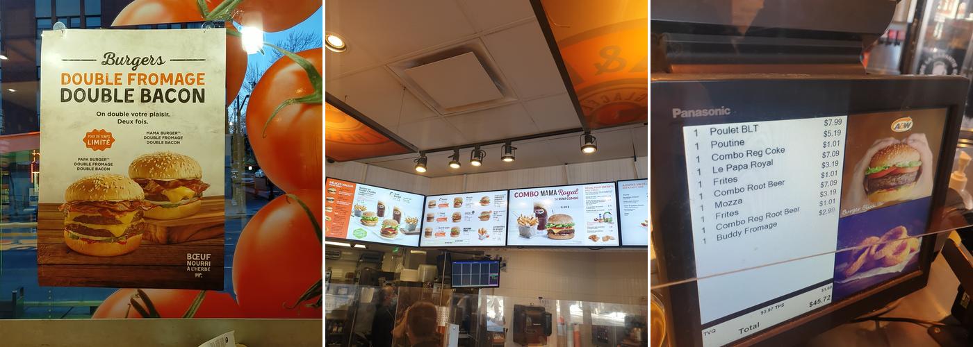 A&W Canada Menu