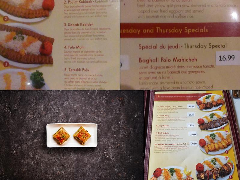 Tehran Restaurant Menu