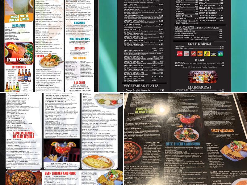 Blue Tequila Cantina & Grill Menu