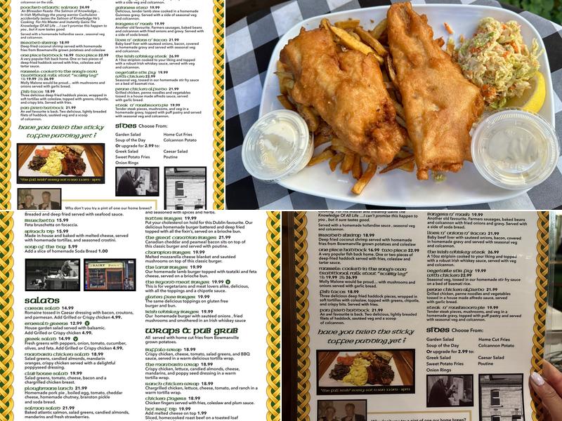 Walsh's Snug Menu