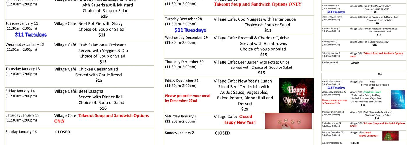 Martin’s Restaurant Menu