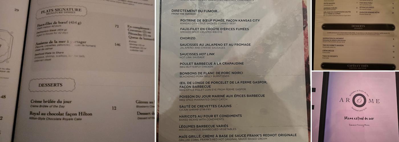 Arôme Menu