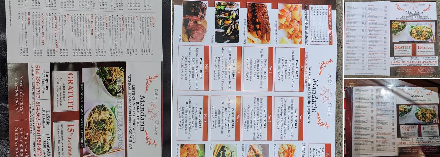 Buffet Chinois Mandarin Menu