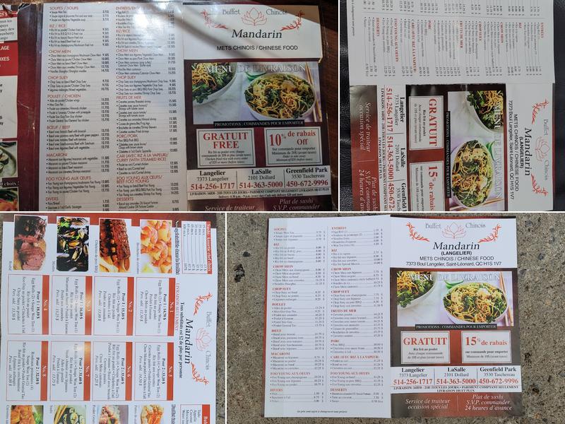 Buffet Chinois Mandarin Menu