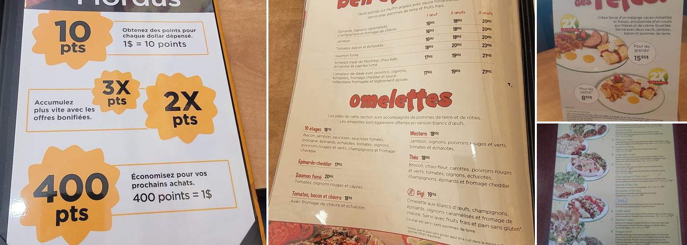 Cora Déjeuners et dîners Menu