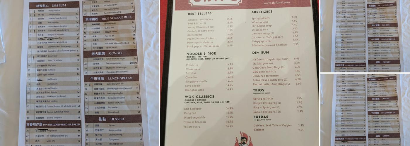 Restaurant Chez Ping (Shifu) LaSalle Menu