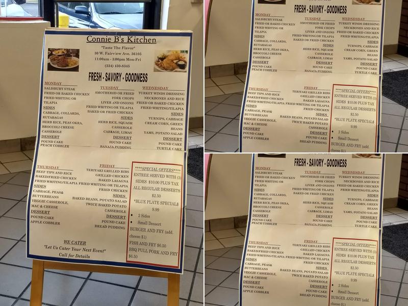 Connie Bs kitchen Menu