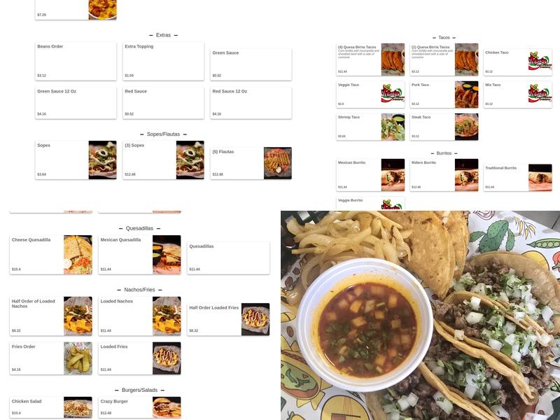 Vita's Taqueria Menu