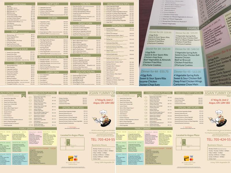 Asian Yummy One Menu
