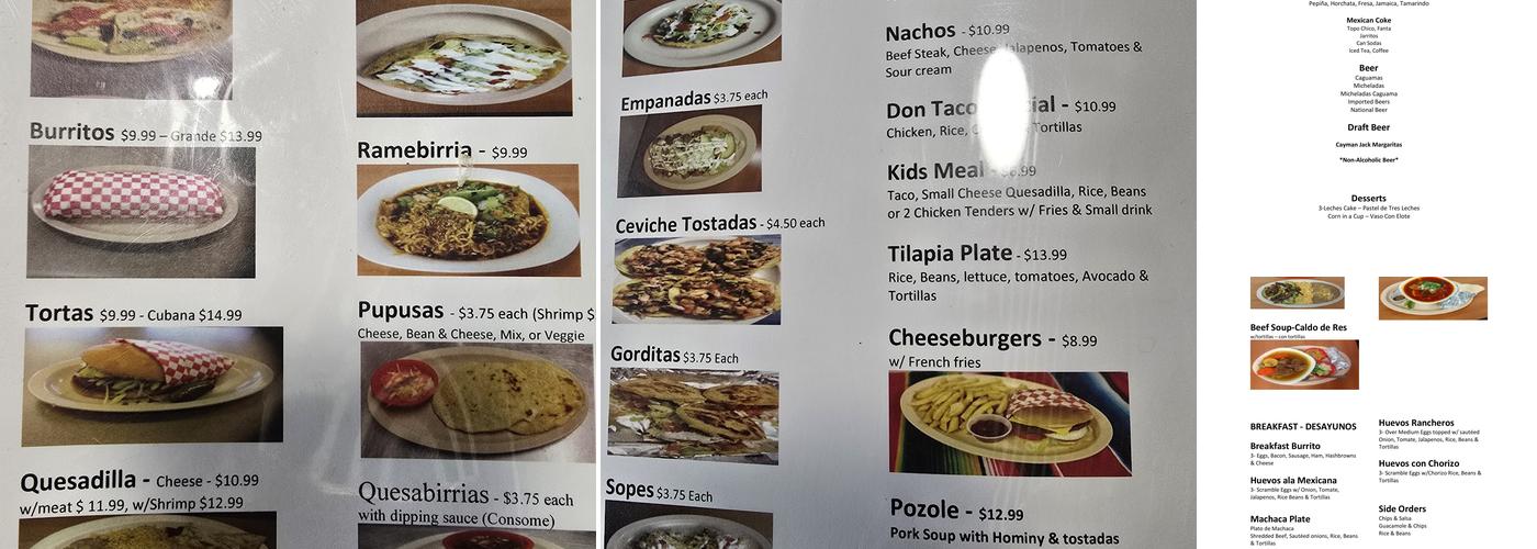 Don Taco Authentic Mexican Food Menu