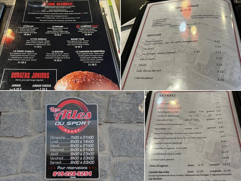 Restaurant Les Ailes de l'Ouest Menu