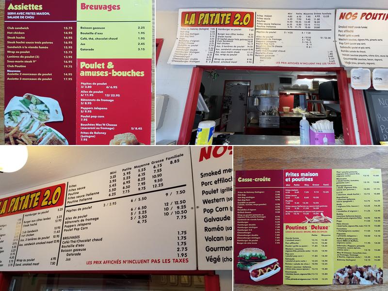 La Patate 2.0 Menu