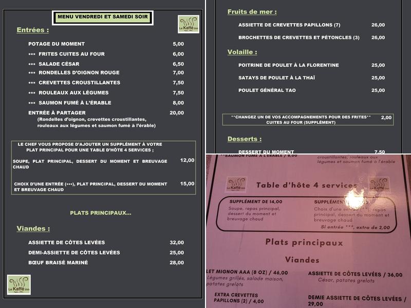 Le Kaffé Inn Menu