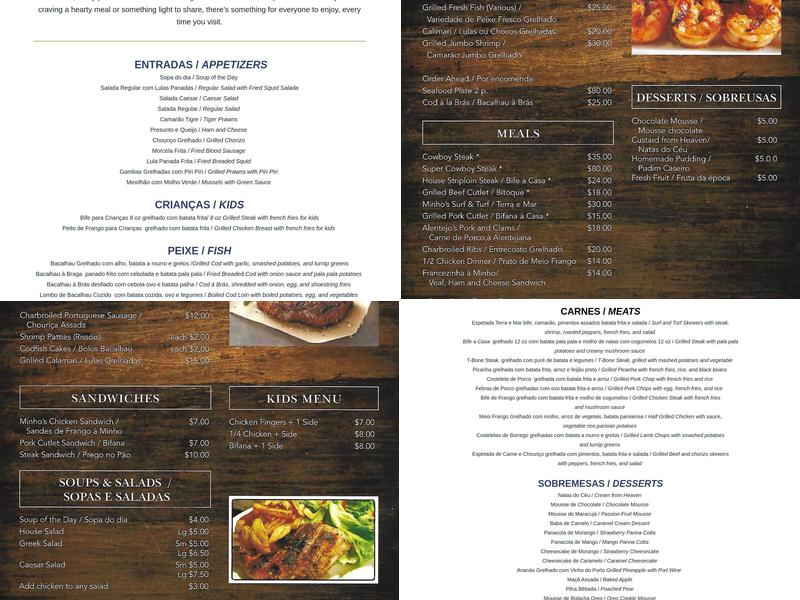 Minho Restaurant & Catering Menu