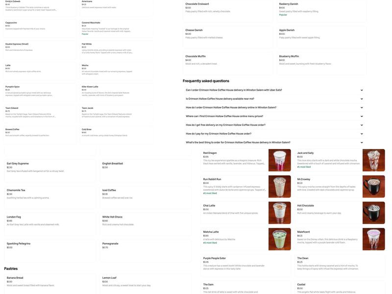 Other Suns Coffee Shop Menu