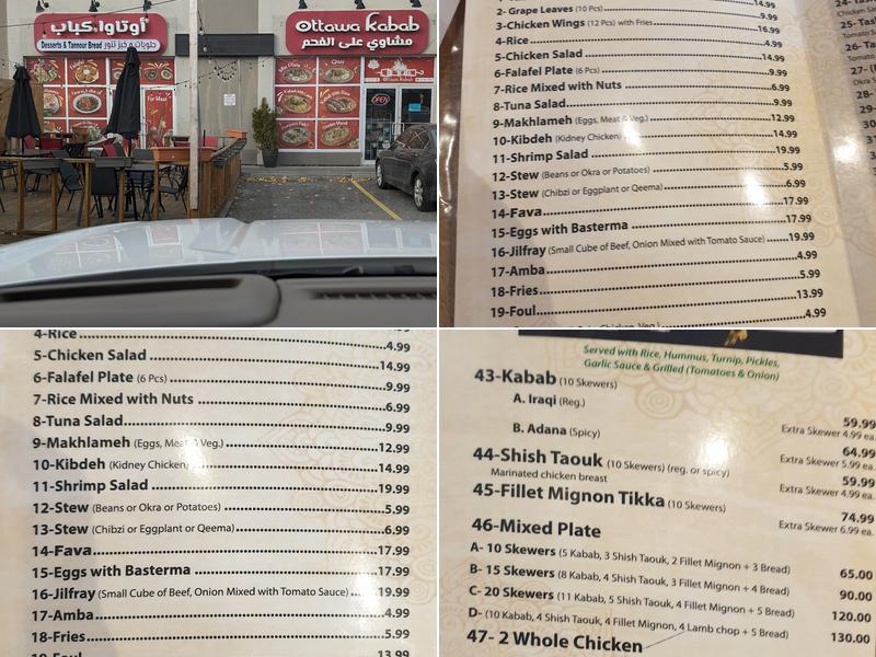 Ottawa Kabab Menu