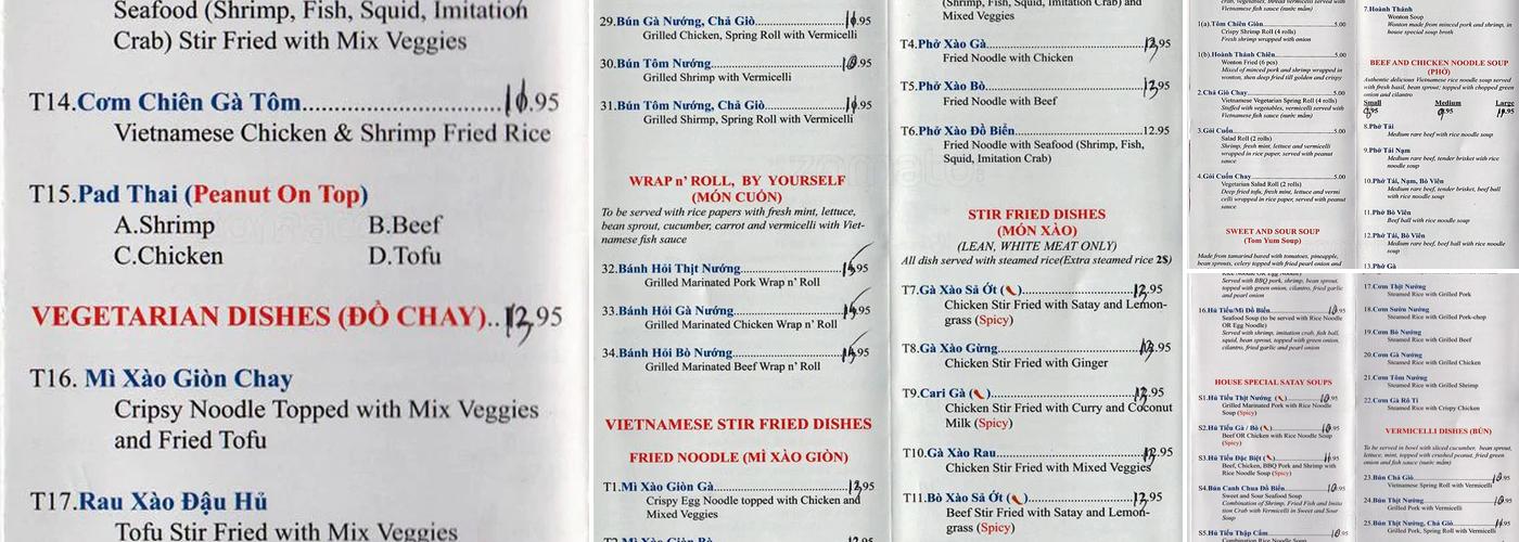 Phở Vietnam Menu