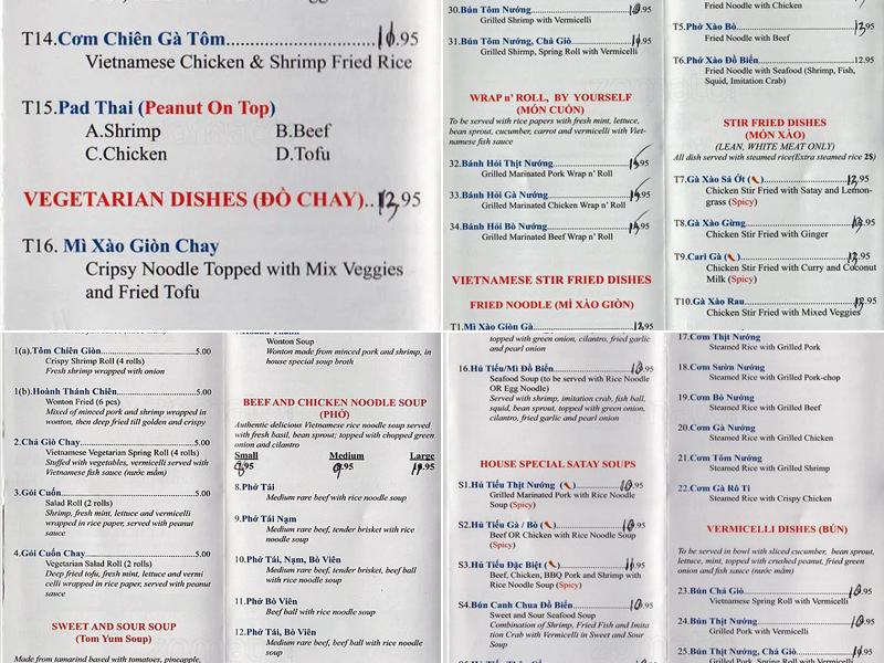 Phở Vietnam Menu