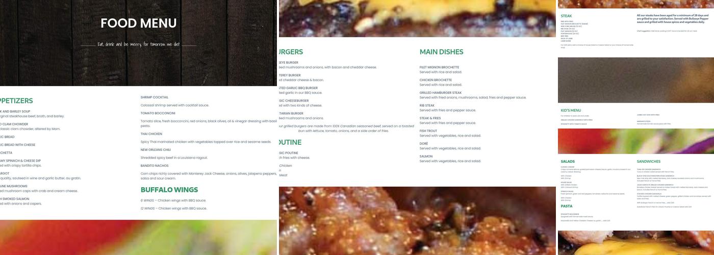 Bullseye - Saloon & Grillades Menu