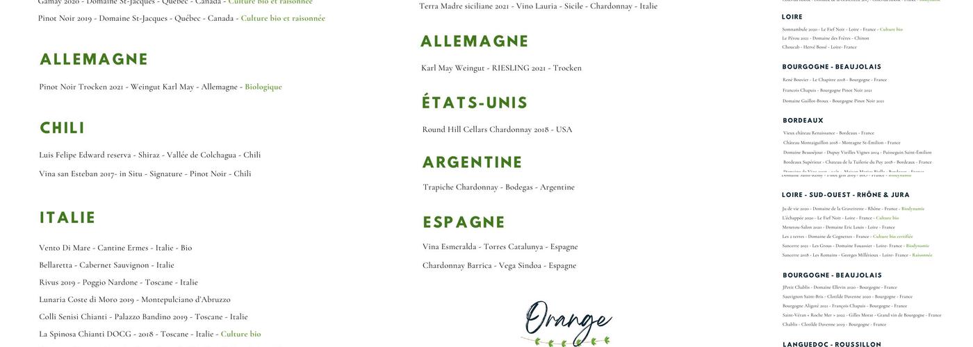 M - L'artisan culinaire Menu