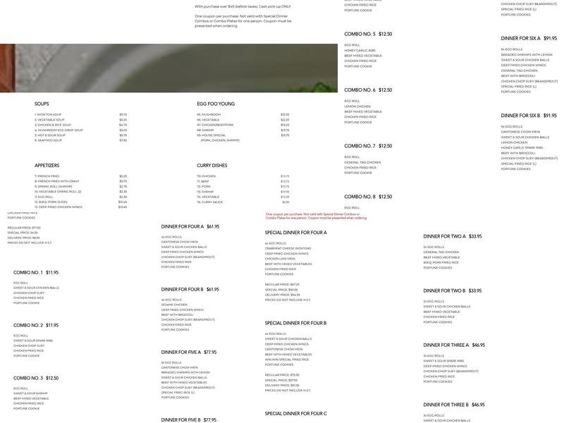 Win Win Chinese Restaurant Menu