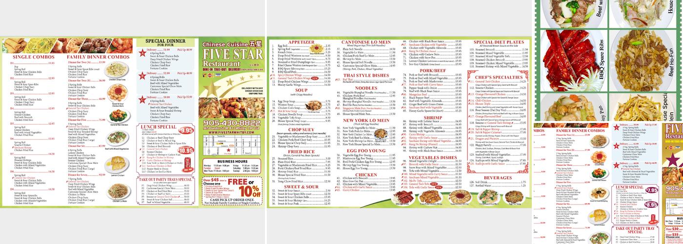 Five Star Restaurant (Chinese Restaurant ) Menu
