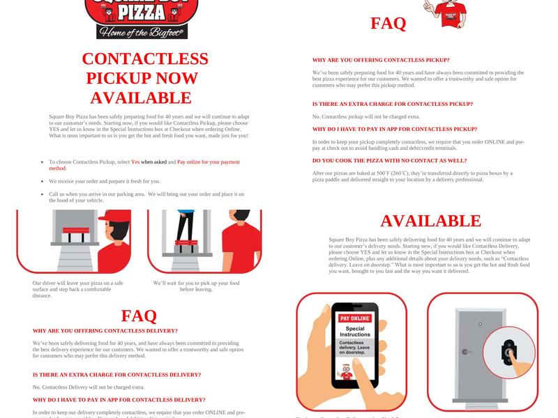 Square Boy Pizza & Wings Menu