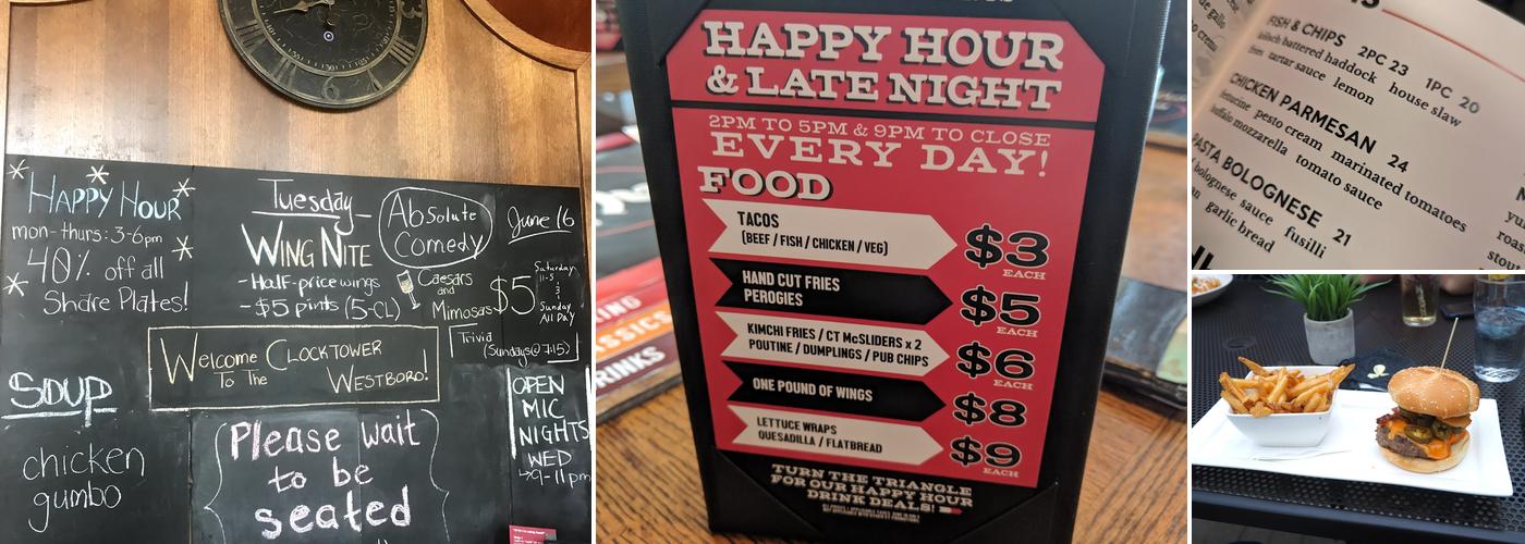 Clocktower Brew Pub Westboro Menu