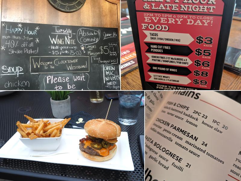 Clocktower Brew Pub Westboro Menu