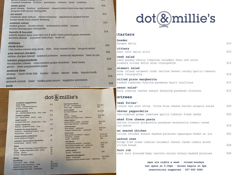 Dot & Millie's Menu