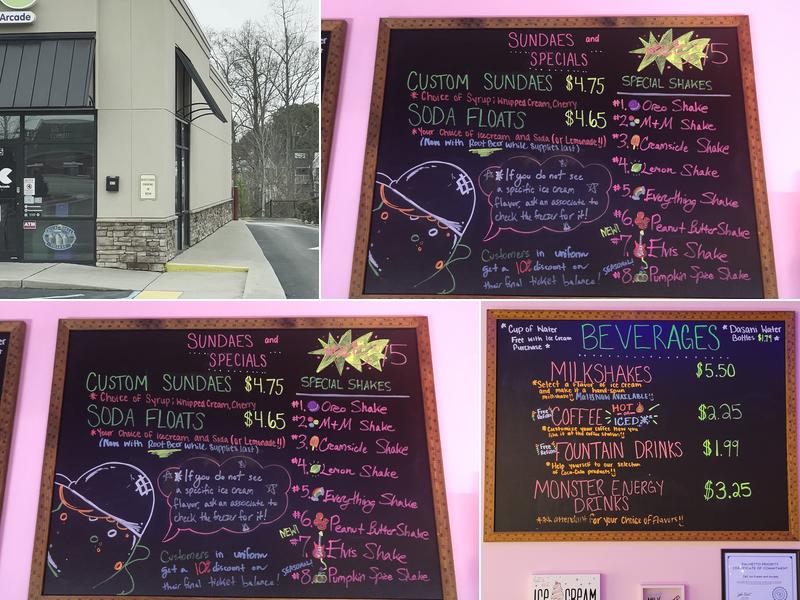 C & C Ice Cream and Arcade Menu