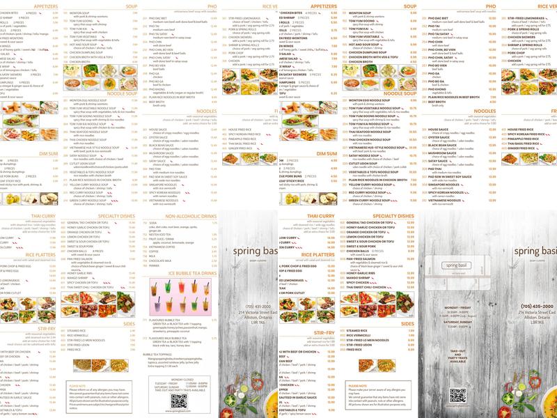 Spring Basil Asian Cuisine Menu