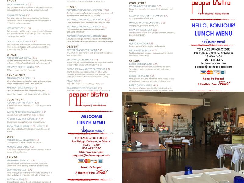 Pepper Bistro Menu