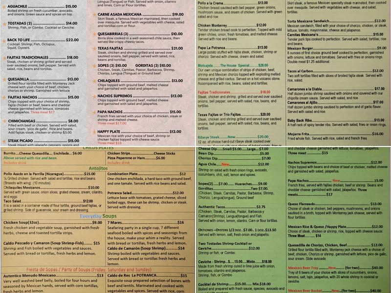 La Potranca Mexican and Latin Food Menu