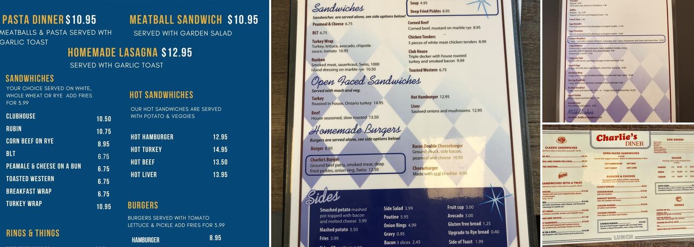 Charlie's Diner Menu