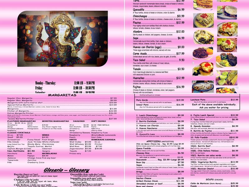 El Taco Feliz Restaurant & Bar Menu