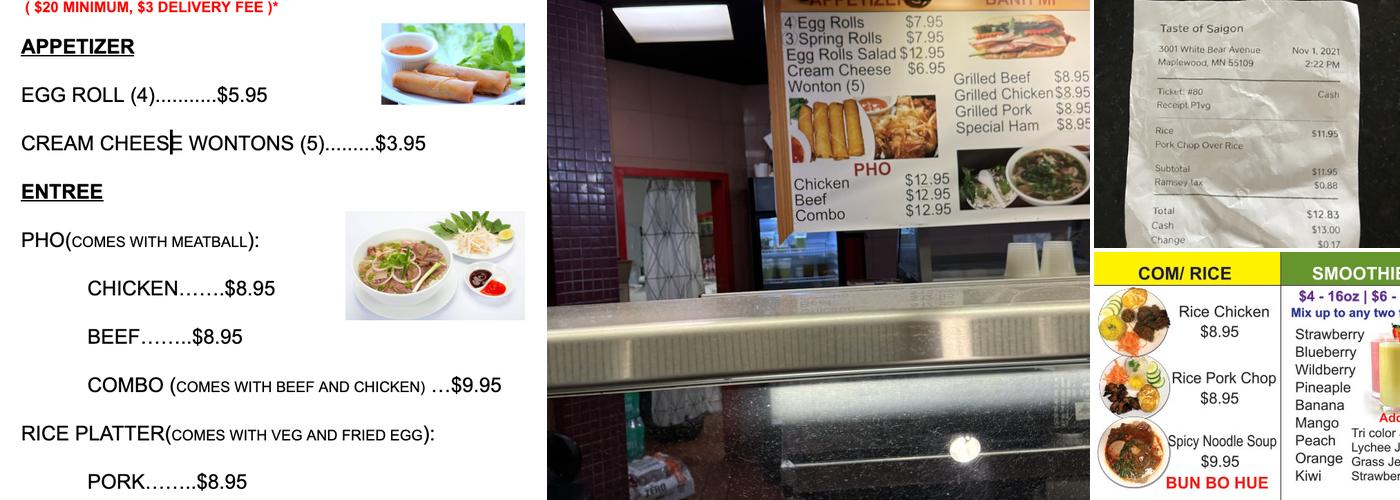 Taste of Saigon Menu