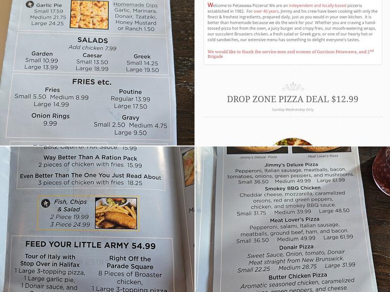 Petawawa Pizzeria Menu