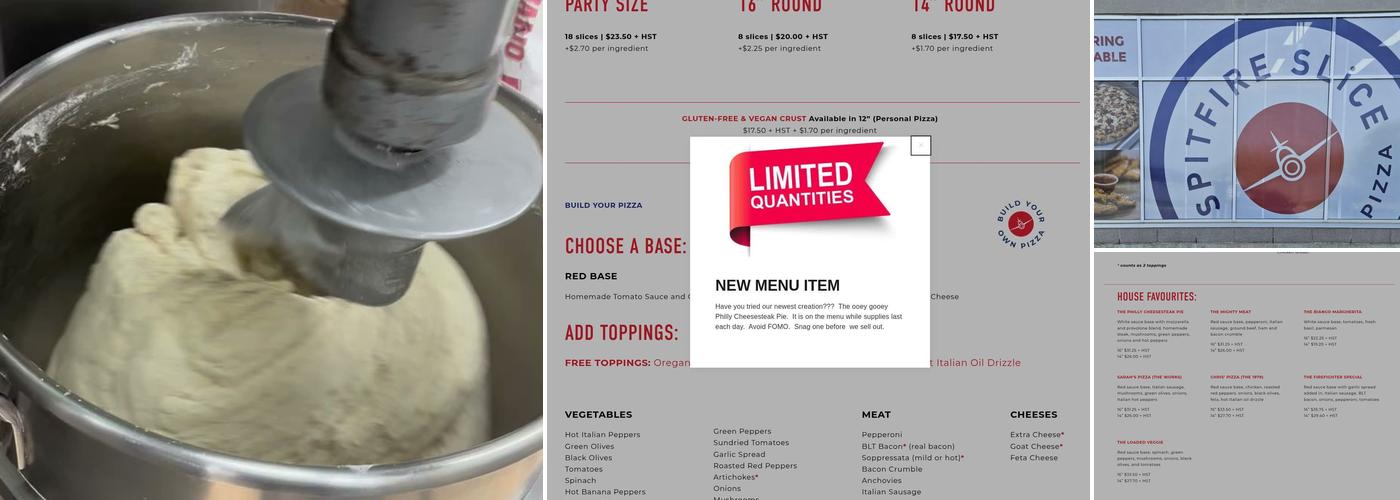 SPITFIRE SLiCE CO Menu