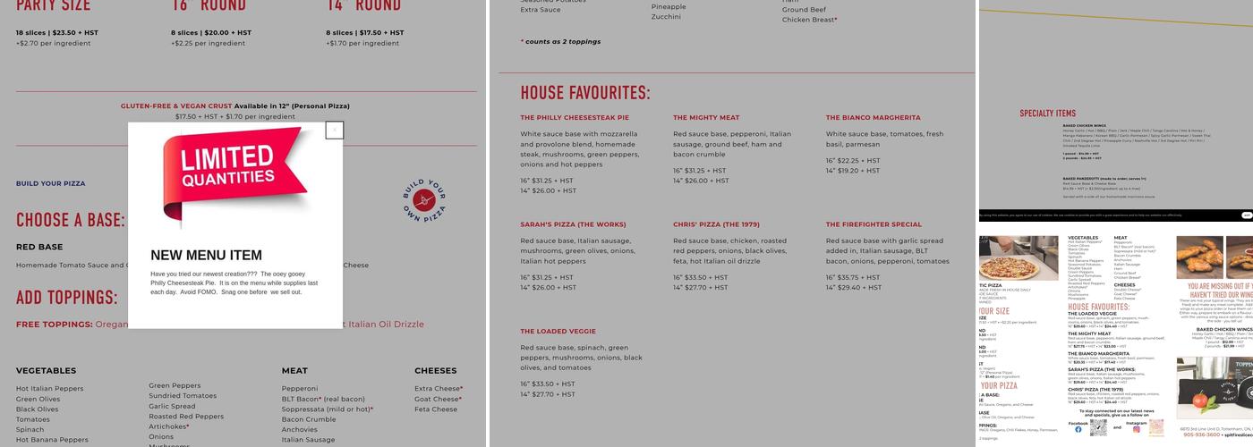 SPITFIRE SLiCE CO Menu