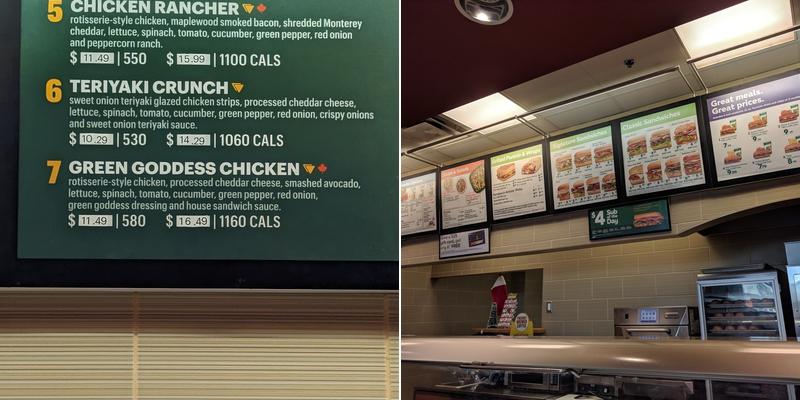 Subway Menu