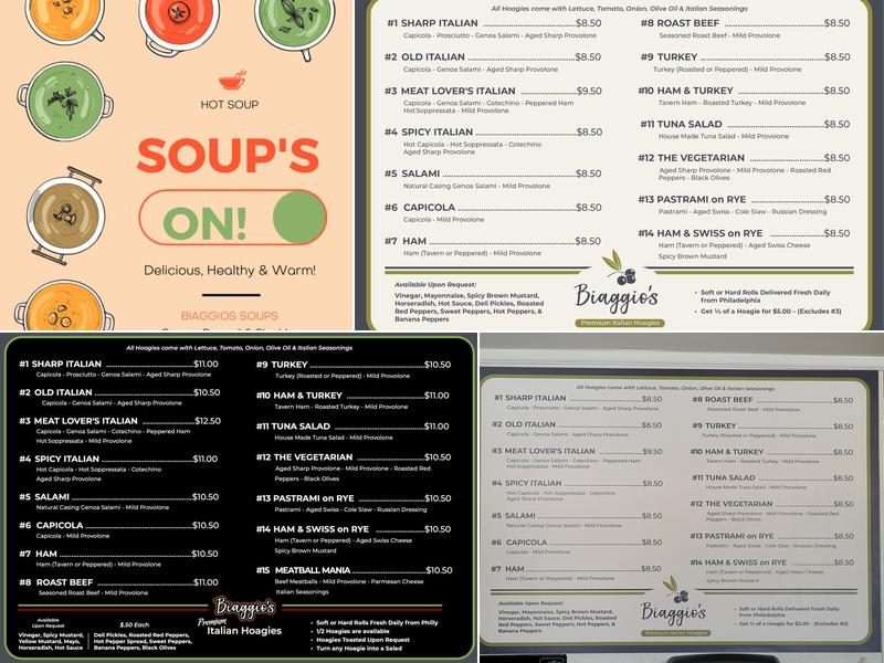 Biaggio's Premium Italian Hoagies Menu