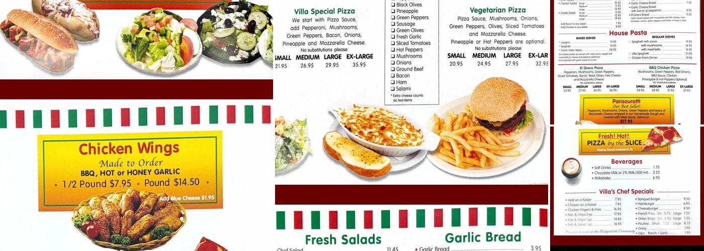 Pizza Villa & Pasta House Menu