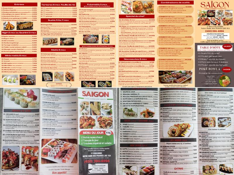 Saïgon Menu