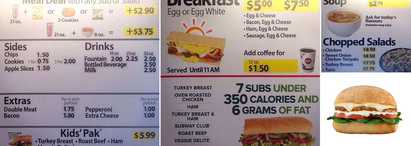 Subway Menu