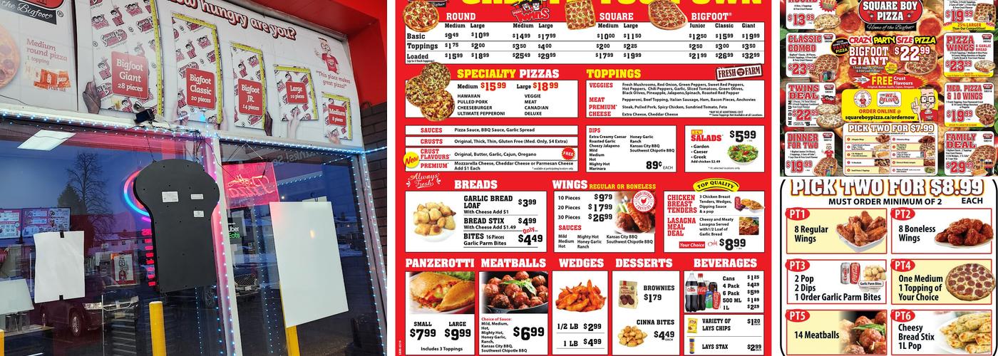 Square Boy Pizza Menu